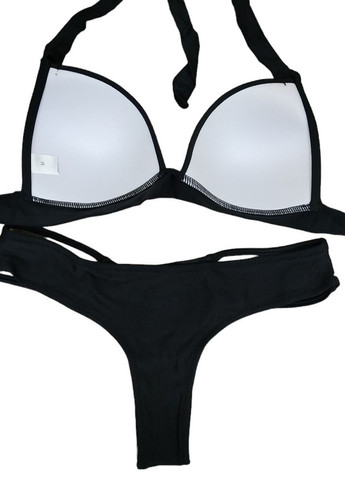 Чорний літній купальник з гумками на плавках жіночий стильний красивий роздільний No Brand 6370