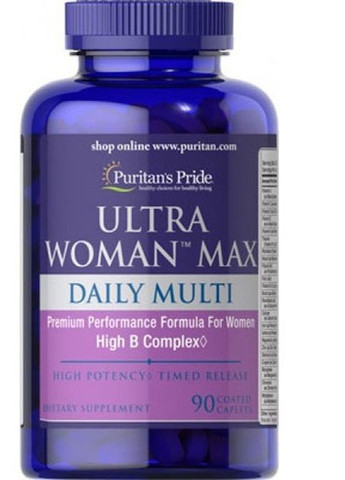 Puritan's Pride Ultra Woman Max Daily Multivitamin 90 Caplets PTP-51509 Puritans Pride (258499304)