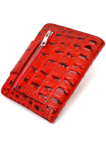 Жіноче фактурне портмоне середнього розміру з натуральної шкіри з тисненням під крокодила 21807 Червоне Canpellini (259874039)