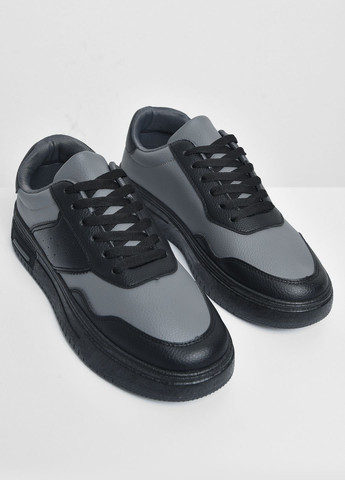 Сірі Осінні кросівки чоловічі чорно-сірого кольору на шнурівці Let's Shop
