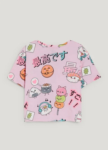 Розовая летняя детская укороченная футболка для девочки 2196907 C&A