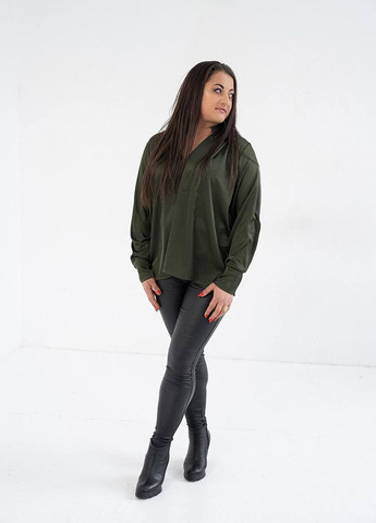 Оливковая (хаки) женская рубашка из шелка армани цвет хаки р.44/48 446629 New Trend