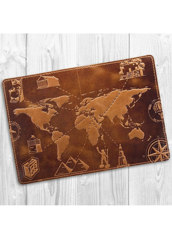 Обложка для паспорта из кожи HiArt PC-02 7 wonders of the world Красный Hi Art (268371432)