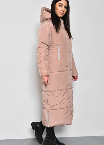 Коричнева зимня куртка жіноча єврозима подовжена кольору мокко Let's Shop