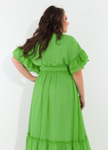 Зеленое сукні великіх розмірів ошатне шифонове плаття (54451) Lemanta