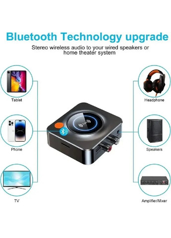 NFC Bluetooth адаптер 5.1 аудіо приймач стерео ресивер для смартфона Bluetooth передавача 69х69х24 мм (476159-Prob) Чорний Unbranded (276962726)