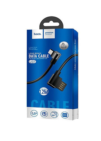 USB кабель U37 Micro 2.4A 1.2 м колір чорний ЦБ-00215826 Hoco (259465575)