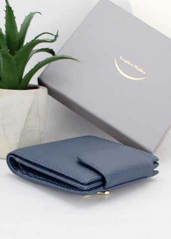 Жіночий шкіряний гаманець 8005 маленький синій на кнопці Sezfert (266425872)