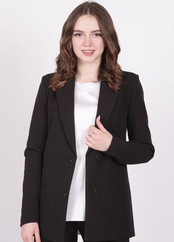 Піджак подовжений жіночий 029 костюмний креп чорний Актуаль (259577446)