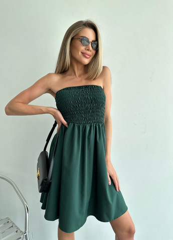 Темно-зеленое женское платье софт No Brand