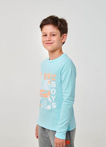 Бирюзовая футболка с длинным рукавом светло-бирюзовый Smil