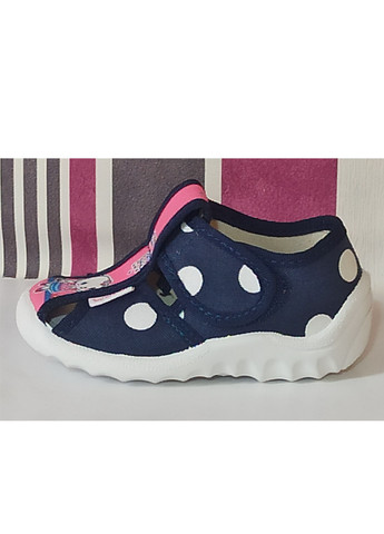 Синие тапочки для девочки текстильные маша котик 21-13,4см 22-14см 23-14,5см 25-15,7см 26-16,5см 27-17см Waldi