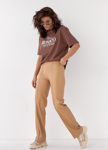 Светло-коричневые классические демисезонные брюки No Brand