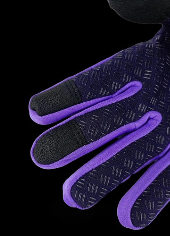 Велорукавички велосипедні рукавички з водовідштовхувальним сенсорним покриттям спандекс фліс (476030-Prob) Фіолетові L Unbranded (275863530)