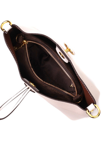 Шкіряна жіноча сумка з оригінальною застібкою ґудзиком 22321 Біла Vintage (276457566)