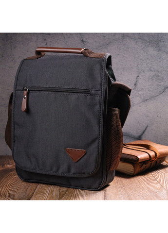 Вертикальна чоловіча сумка через плече текстильна 21261 Чорна Vintage (258267892)