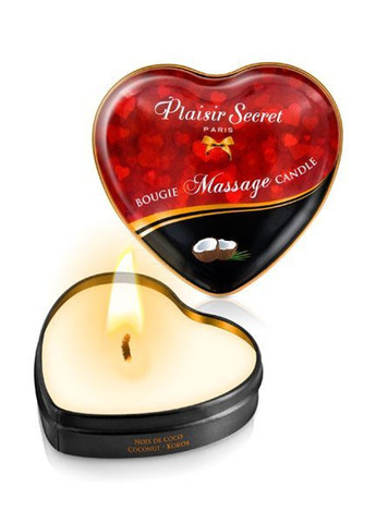 Масажна свічка серце Coconut (35 мл) Plaisirs Secrets (257203961)