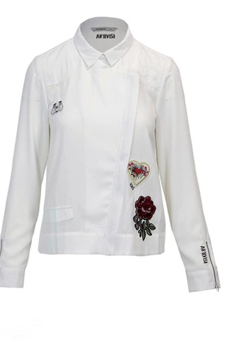 Белая демисезонная блузка белая женская с нашивками desingual No Brand