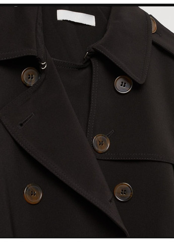 Чорна демісезонна жіночий двобортний тренч н&м (55668) 34 чорний H&M