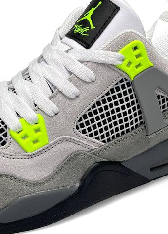 Серые демисезонные кроссовки мужские, китай Nike Air Jordan 4 Retro Suede Gray Green Black