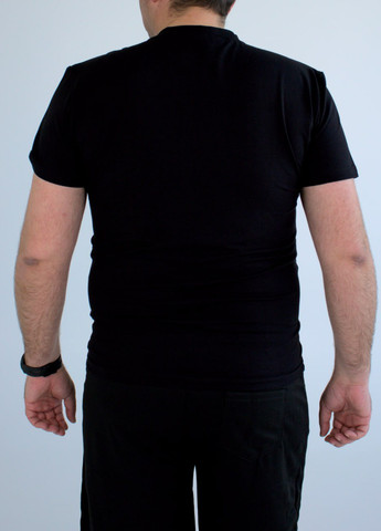 Чорна бавовняна футболка батал з коротким рукавом Vakko