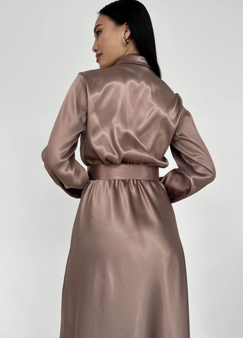 Светло-коричневое праздничный, вечернее платье из атласа цвета мокко Jadone Fashion однотонное