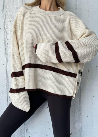 Коричневый демисезонный свитер полоска No Brand