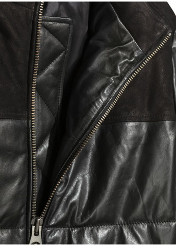Черная демисезонная мужская утепленная кожаная куртка н&м (56426) xlчерная H&M