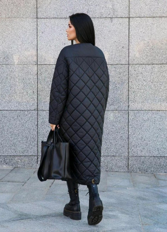 Черное демисезонное Пальто черное стеганое женское длинное осень демисезон itelle