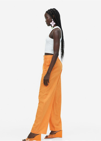 Жіночі елегантні штани з льняної суміші Н&М (55765) XS Оранжеві H&M (258744220)