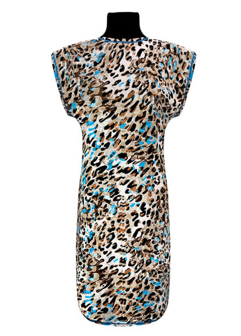 Голубое повседневный платье батал вискоза леопард Жемчужина стилей леопардовый