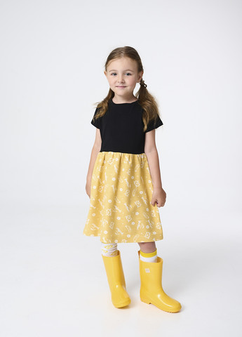 Жовта сукня чорно-жовта з брендовим принтом Yumster (259567919)