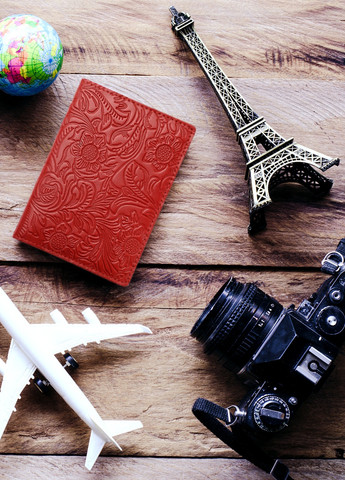 Кожаная Обложка Для Паспорта Villini 015 Цветы Красная Martec (259115812)