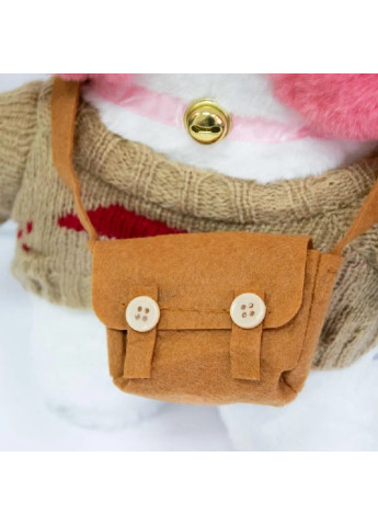 Мягкая детская плюшевая игрушка утка Лалафанфан 30 см в очках (473986-Prob) Белая в свитере с рисунком зонта Unbranded (257080076)