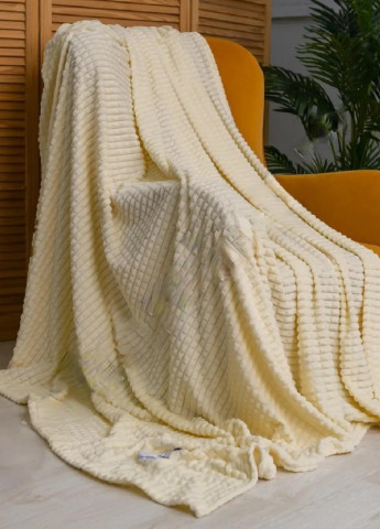 Плед покрывало одеяло микрофибра квадратики двуспальный евро 200х230 см (474007-Prob) Молочный Unbranded (257086908)