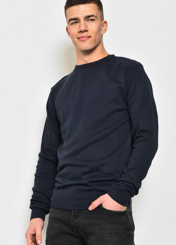 Синій демісезонний светр чоловічий синього кольору пуловер Let's Shop