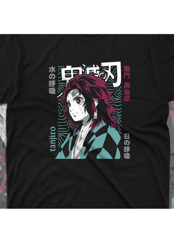 Чорна футболка з принтом клинок розсікаючий демонів - танджиро камадо 4 No Brand