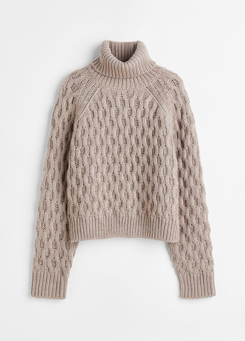 Сіро-бежевий зимовий светр ажурної в'язки H&M