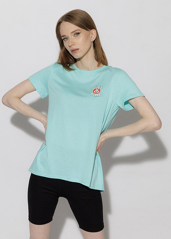 Мятная летняя женская футболка регуляр цвет мятный цб-00219423 Dias