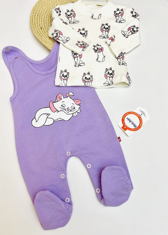 Фиолетовый демисезонный комбинезон + кофта для девочек "котенок" Murat baby