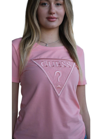 Персикова літня футболка жіноча з коротким рукавом Guess
