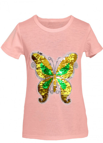 Бежева футболки футболка на дівчаток (бабочка 2) Lemanta