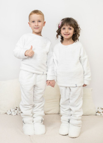 Біла піжама дитяча домашня махрова кофта зі штанами білий Maybel