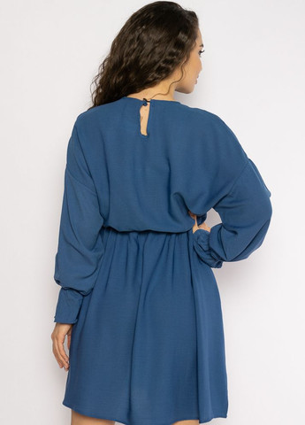 Синее кэжуал однотонное платье с длинными рукавами (синий) Time of Style однотонное