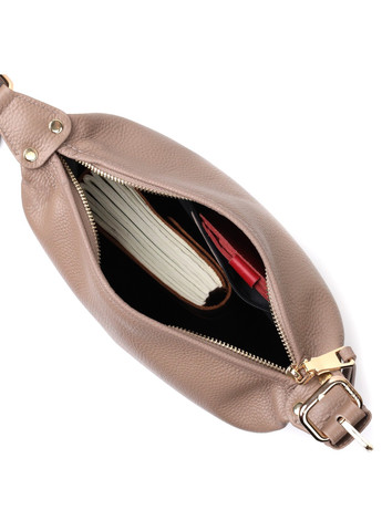 Практичная женская сумка с одной длинной ручкой из натуральной кожи 22306 Бежевая Vintage (276457477)