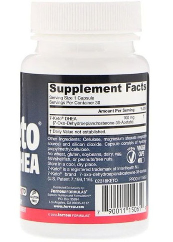 7-Keto Dhea 100 mg 30 Veg Caps JRW15061 Jarrow Formulas (256725083)