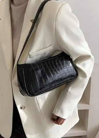 Женская сумка рептилия багет черная No Brand (257866801)