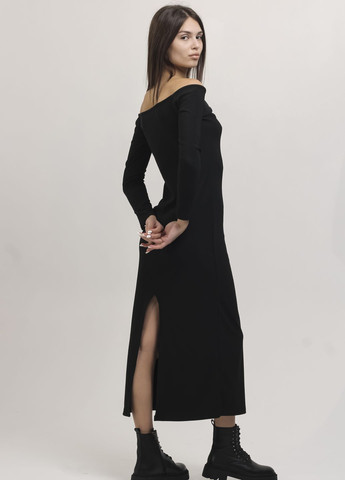 Черное кэжуал платье длинное черное MZR