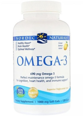 Omega-3 690 mg 120 Soft Gels Great Lemon taste Nordic Naturals (258661498)