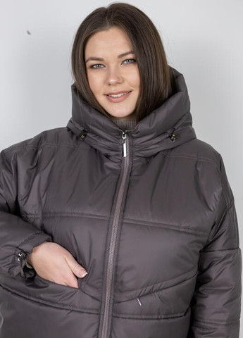 Темно-коричнева демісезонна модна жіноча демісезонна куртка DIMODA Демісезонна жіноча куртка від українського виробника